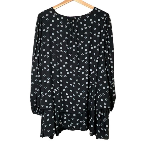 FREE PEOPLE Black Floral Double Layer Mini Dress / Tunic Side Pockets US Sz XS - Picture 4 of 9